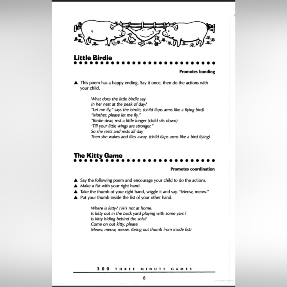ππ£"300 Three Minute Games" by Jackie Silberg, Illustrated by Cheryl Kirk Knoll - Picture 5 of 11
